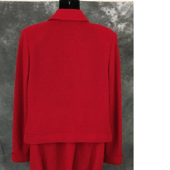 BEAUTIFUL St John collection knit red jacket skirt suit size 4 6 - Picture 7 of 9
